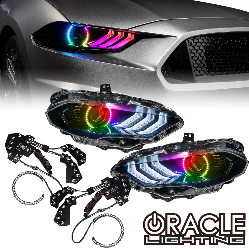 Track lighting with a sleek profileORACLE Lighting 2018-2022 Ford Mustang Dynamic ColorSHIFT DRL Upgrade w/Halo Kit & Sequential Turn Signal