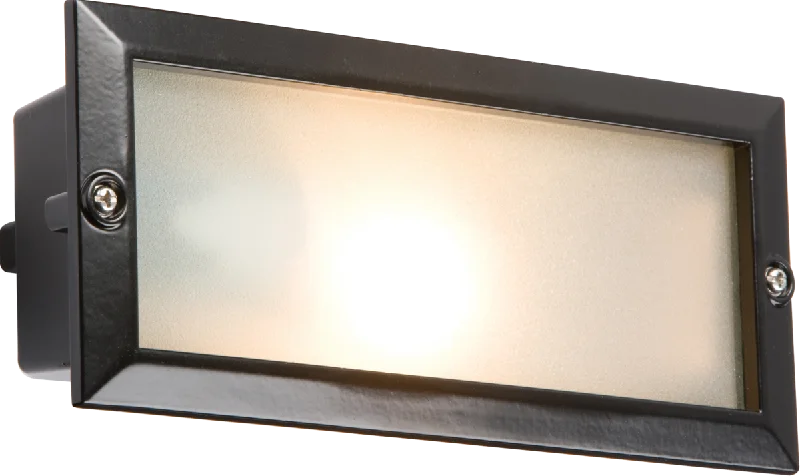 Track lighting for high - ceiling spacesKnightsbridge IP44 E27 Bricklight with Plain and Louvred Black Cover
