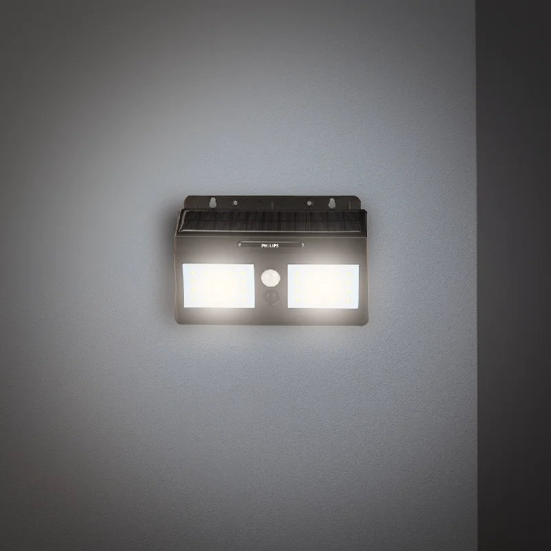 Track lighting with a chunky, bold designleather wall lamps with a distressed texture for a rugged and stylish lookPhilips Essential Bright Solar wall light