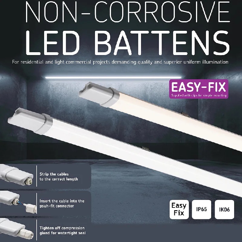 Track lighting for enhancing the architectureKnightsbridge TorlanECO Fast Fix 230V IP65 LED Batten Commercial Tube Light Track lighting for enhancing the architectureKnightsbridge TorlanECO Fast Fix 230V IP65 LED Batten Commercial Tube Light