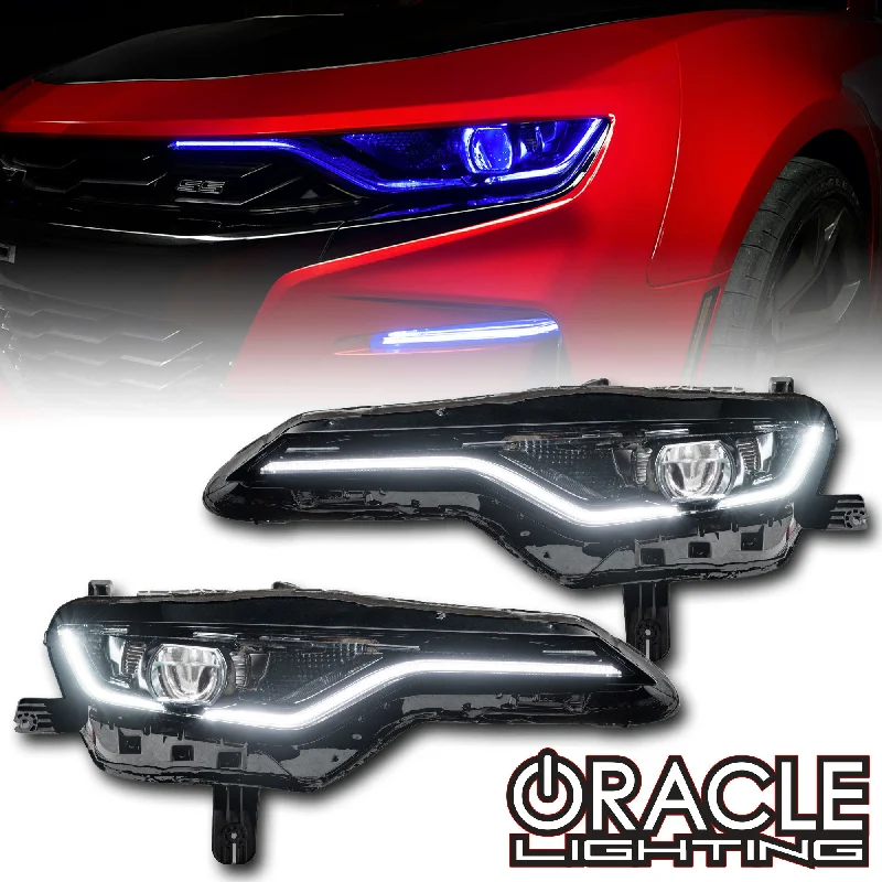 White track lighting for a clean lookORACLE Lighting 2019-2024 Chevrolet Camaro SS/RS ColorSHIFT RGBW+A Headlight DRL Upgrade Kit