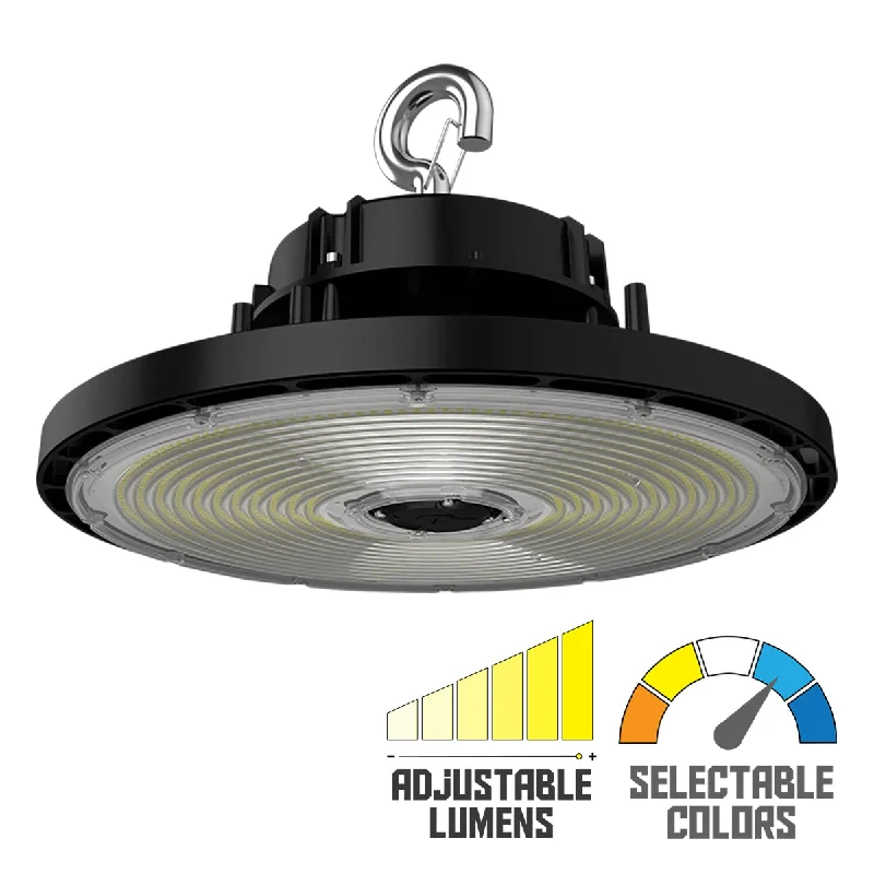 Industrial Task Lighting for Precision WorkstationsHigh Bay UFO LED Light, 79000 Lumens, 300/400/500W, 30K/40K/50K, 120/277V, Black