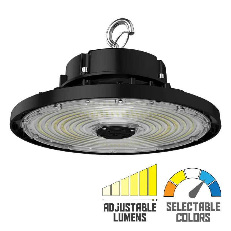 Industrial Lighting for Pharmaceutical ManufacturingHigh Bay UFO LED Light, 37000 Lumens, 150/200/240W, 30K/40K/50K, 120/277V, Black