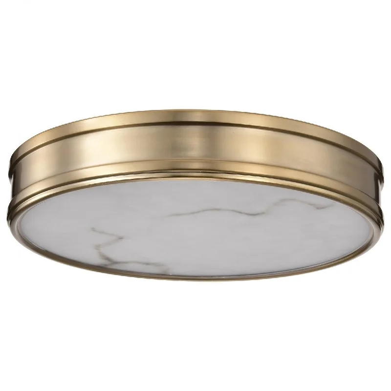 Industrial Task Lighting for Precision WorkstationsKendall 14" LED Flush Mount Light, Burnished Brass Finish