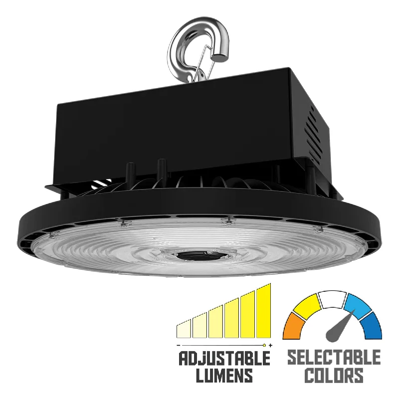 Industrial Lighting for Food Processing FactoriesHigh Bay UFO LED Light, 79000 Lumens, 300/400/500W, 30K/40K/50K, 480V, Black