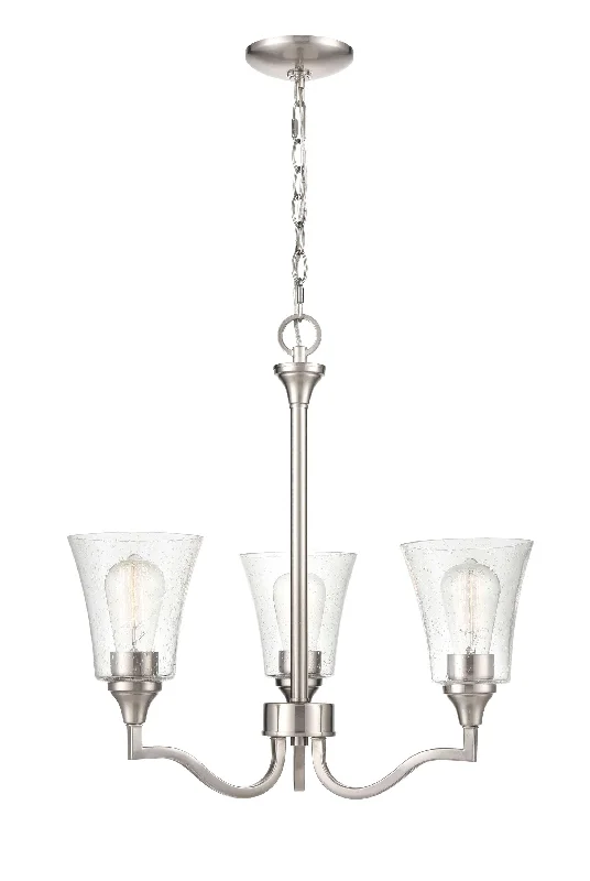 Chandeliers with Metal Frames in Copper FinishChandeliers with Metal Frames in Copper Finish3 Lamps Caily Chandelier - Brushed Nickel - Clear Seeded Glass - 21in Diameter - E26 Medium Base