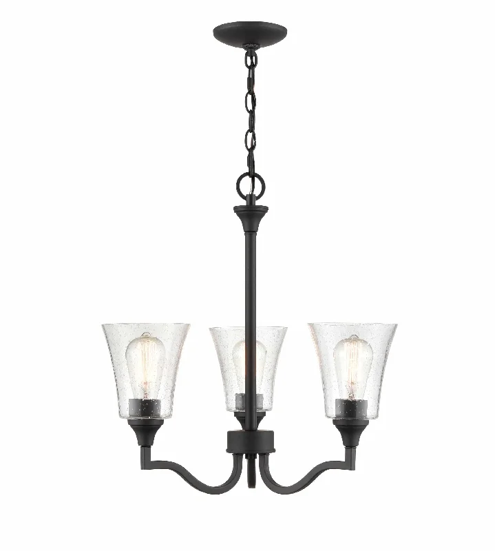 Chandeliers for High Ceilings to Fill Vertical SpaceChandeliers for High Ceilings to Fill Vertical Space3 Lamps Caily Chandelier - Matte Black - Clear Seeded Glass - 21in Diameter - E26 Medium Base