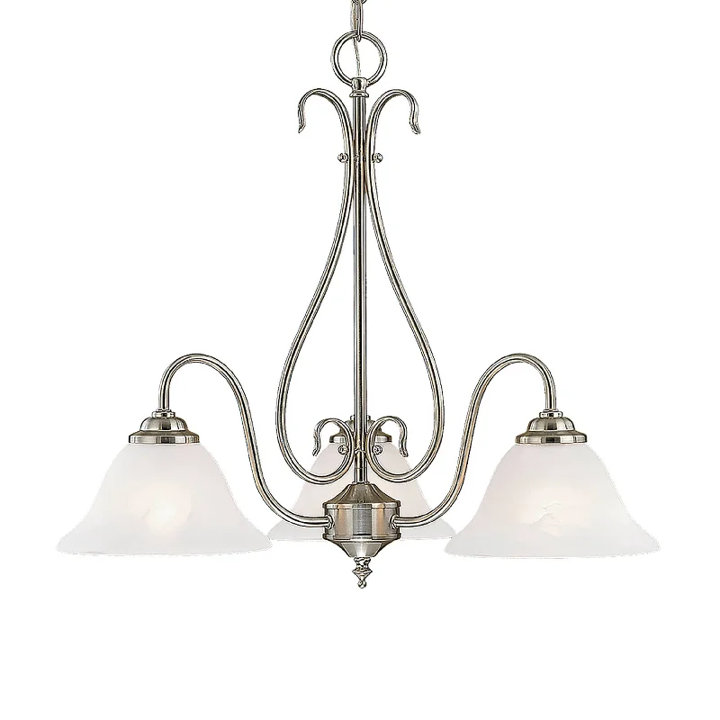 Chandeliers with Murano Glass for a High - End Artistic TouchChandeliers with Murano Glass for a High - End Artistic Touch3 Lamps Chandelier - Satin Nickel - Faux Alabaster Glass - 22.5in Diameter - E26 Medium Base