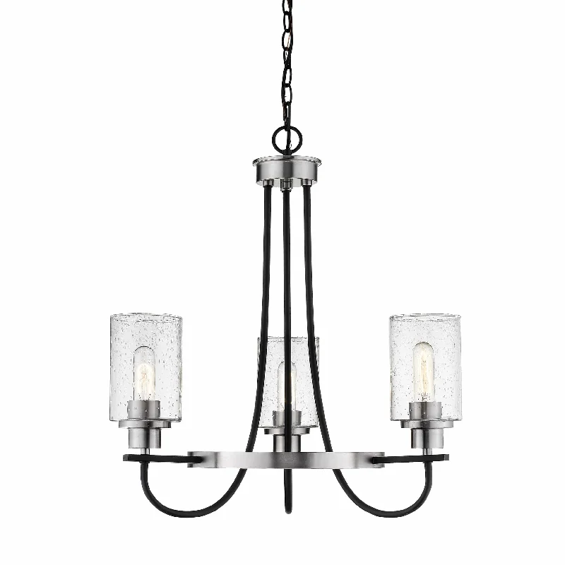 Bohemian - Style Beaded Chandeliers for Eclectic DecorBohemian - Style Beaded Chandeliers for Eclectic Decor3 Lamps Clifton Chandelier - Matte Black / Brushed Nickel - Clear Seeded Glass - 24in Diameter - E26 Medium Base