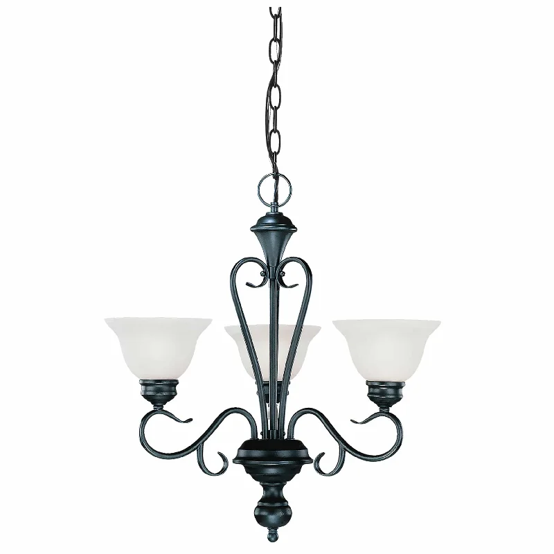 Chandeliers with Clear Crystal for a Sparkling EffectChandeliers with Clear Crystal for a Sparkling Effect3 Lamps Devonshire Chandelier - Black - Faux Alabaster Glass - 23in Diameter - E26 Medium Base