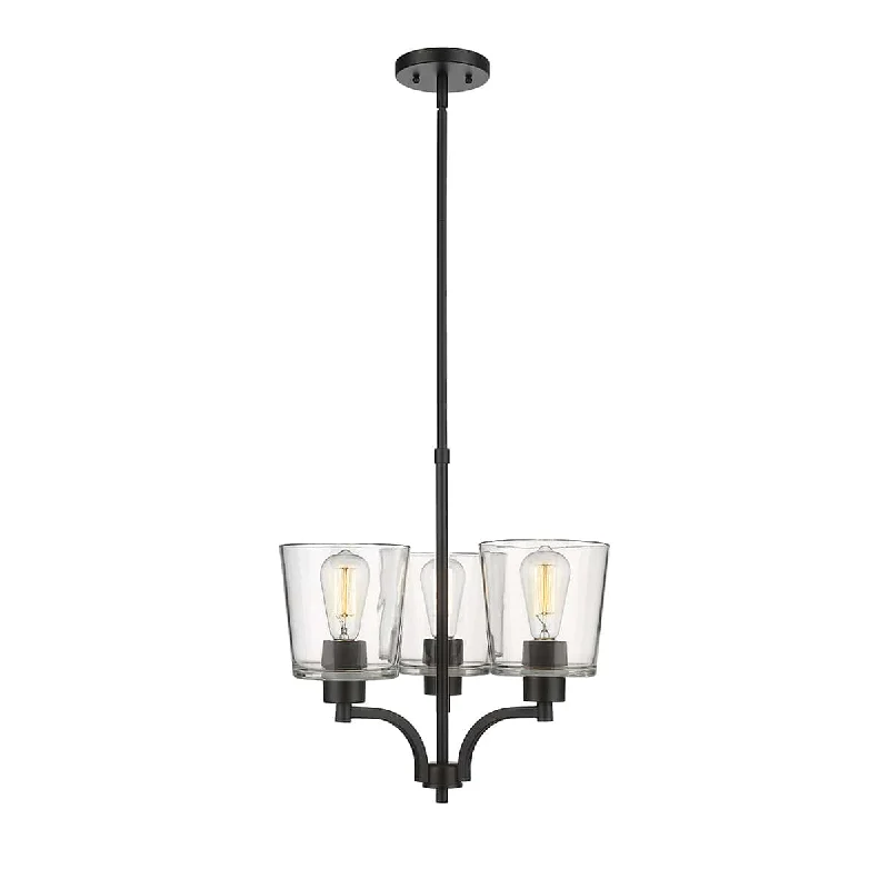 LED Chandeliers for Energy - Efficient LightingLED Chandeliers for Energy - Efficient Lighting3 Lamps Evalon Chandelier - Matte Black Finish - Clear Glass - 18in Diameter - E26 Medium Base