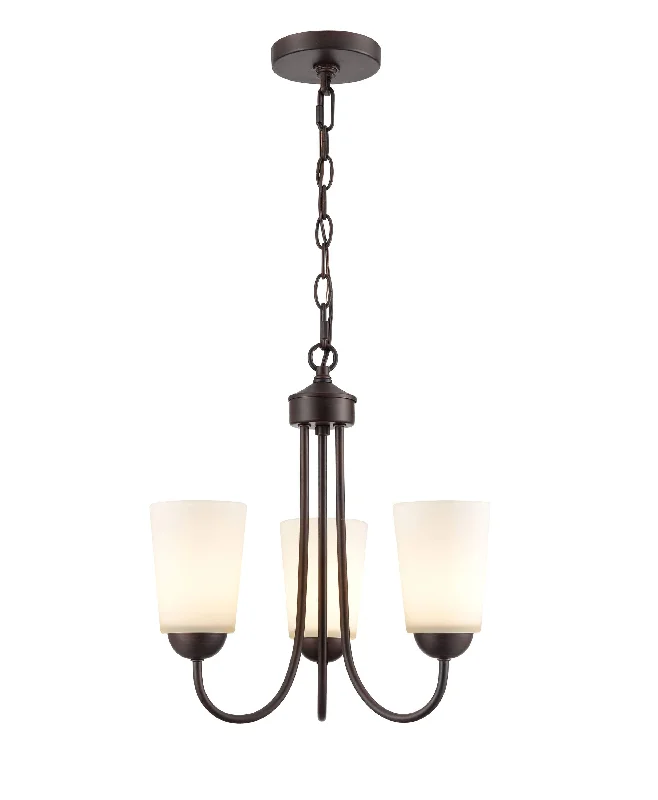 Mini Chandeliers for Adding Charm to Small SpacesMini Chandeliers for Adding Charm to Small Spaces3 Lamps Ivey Lake Chandelier - Rubbed Bronze - Etched White Glass - 15in Diameter - E26 Medium Base
