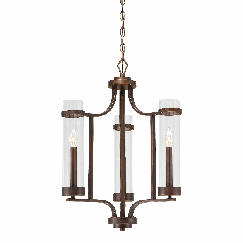 Rustic Wood Chandeliers for Country - Style HousesRustic Wood Chandeliers for Country - Style Houses3 Lamps Milan Chandelier - Rubbed Bronze - Clear Glass - 20in Diameter - E12 Candelabra Base