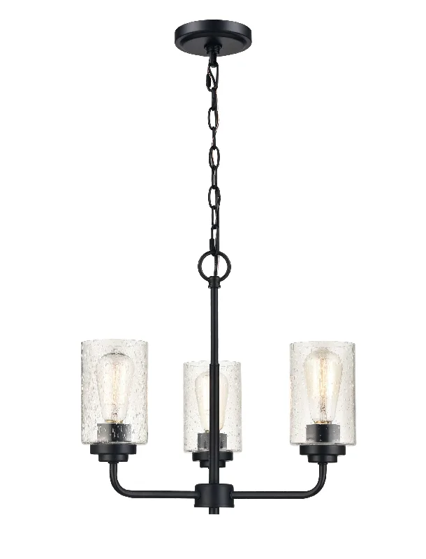 Chandeliers with Dimmable Lights for Ambiance ControlChandeliers with Dimmable Lights for Ambiance Control3 Lamps Moven Chandelier - Matte Black - Clear Seeded Glass - 18in Diameter - E26 Medium Base