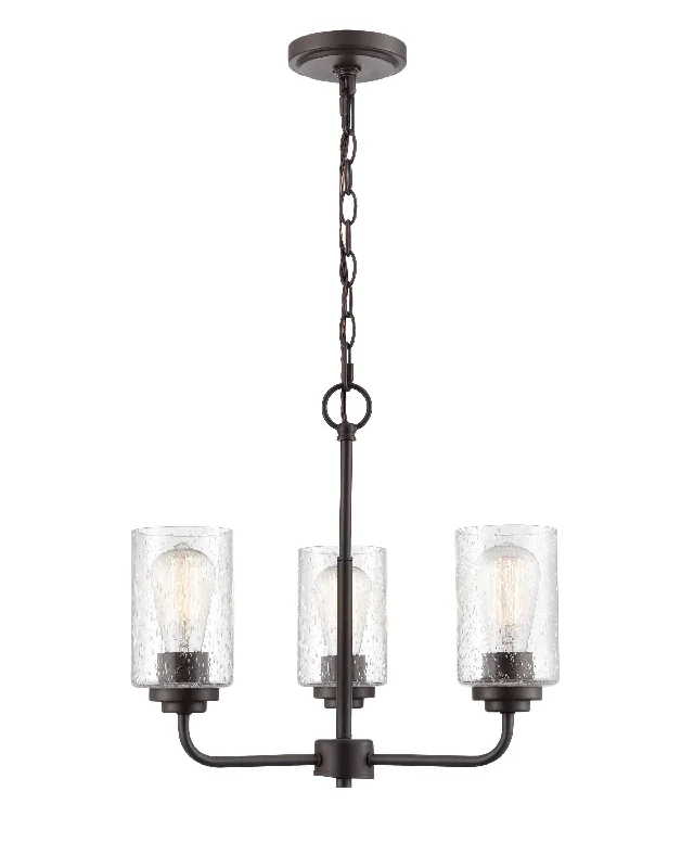Large Chandeliers for Grand Halls and FoyersLarge Chandeliers for Grand Halls and Foyers3 Lamps Moven Chandelier - Rubbed Bronze - Clear Seeded Glass - 18in Diameter - E26 Medium Base