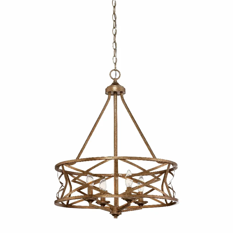 Chandeliers for High Ceilings to Fill Vertical SpaceChandeliers for High Ceilings to Fill Vertical Space4 Lamps Lakewood Chandelier - Vintage Gold - 21in Diameter - E12 Candelabra Base