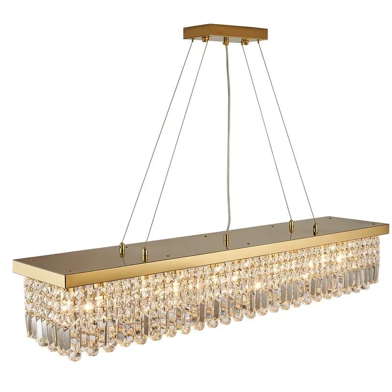 Modern Crystal Chandeliers for Contemporary HomesModern Crystal Chandeliers for Contemporary Homes47 in. Rectangle Crystal Chandelier Modern Gold Crystal Chandelier Pendant Light Fixture for Dining Room Kitchen Island Bedroom