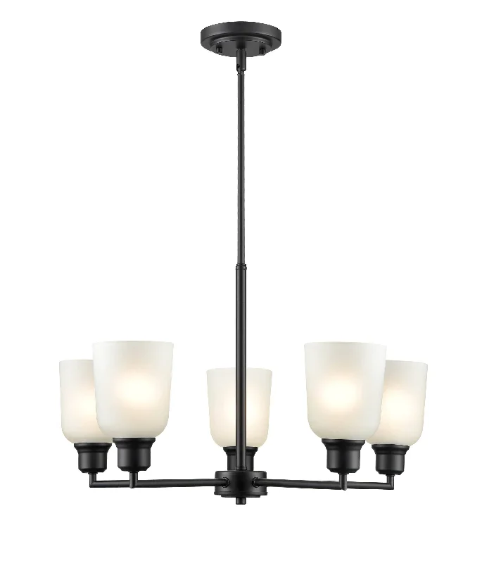 Chandeliers with Multiple Lights for Maximum IlluminationChandeliers with Multiple Lights for Maximum Illumination5 Lamps Amberle Chandelier - Matte Black - Frosted White Glass - 24in Diameter - E26 Medium Base