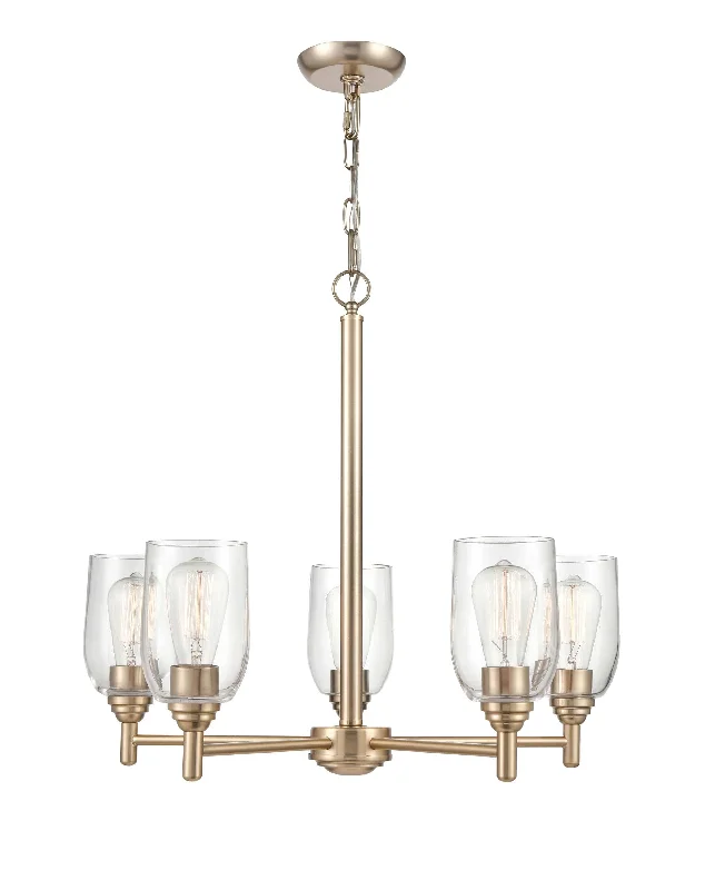 Ceiling - Mounted Chandeliers for Standard CeilingsCeiling - Mounted Chandeliers for Standard Ceilings5 Lamps Arlett Chandelier - Modern Gold Finish - Clear Glass - 25in Diameter - E26 Medium Base