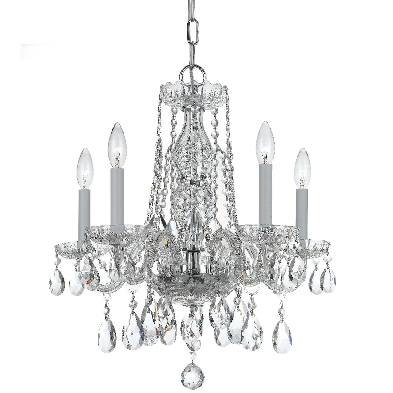 Ceiling - Mounted Chandeliers for Standard CeilingsCeiling - Mounted Chandeliers for Standard Ceilings5 Light Polished Chrome Crystal Mini Chandelier Draped In Clear Hand Cut Crystal - C193-1061-CH-CL-MWP