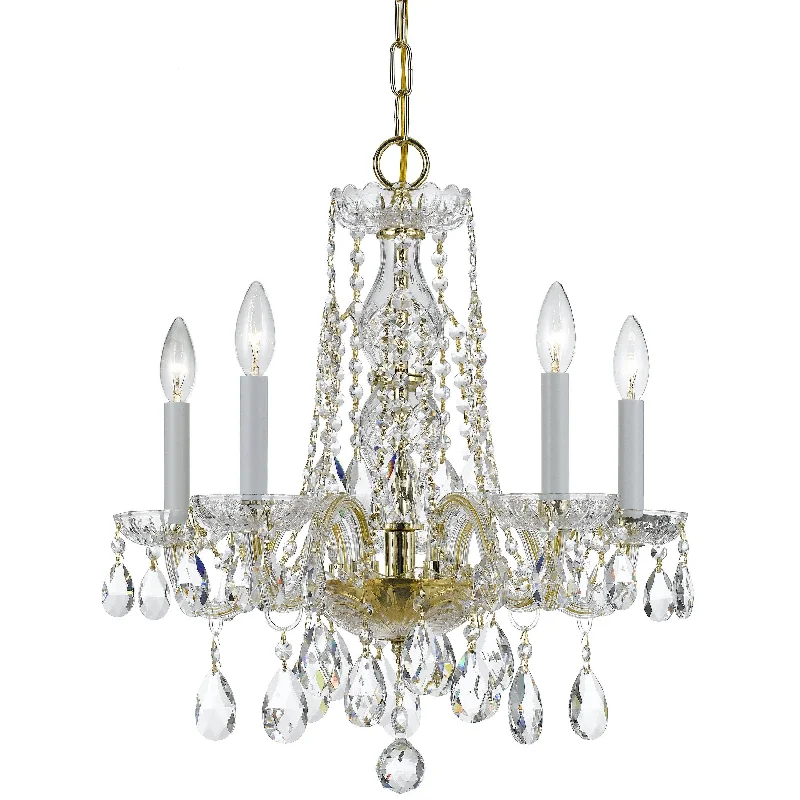 Chandeliers with Metal Frames in Bronze FinishChandeliers with Metal Frames in Bronze Finish5 Light Polished Brass Crystal Mini Chandelier Draped In Clear Swarovski Strass Crystal - C193-1061-PB-CL-S
