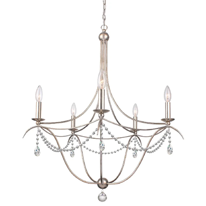Mini Chandeliers for Adding Charm to Small SpacesMini Chandeliers for Adding Charm to Small Spaces5 Light Antique Silver Modern Chandelier Draped In Clear Spectra Crystal - C193-415-SA-CL-SAQ