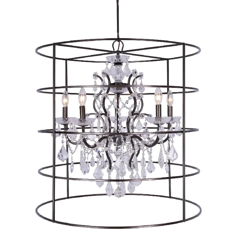 Minimalist Chandeliers for Sleek and Simple InteriorsMinimalist Chandeliers for Sleek and Simple Interiors5 Light Vibrant Bronze Modern Chandelier Draped In Clear Spectra Crystal - C193-4450-VZ-CL-SAQ