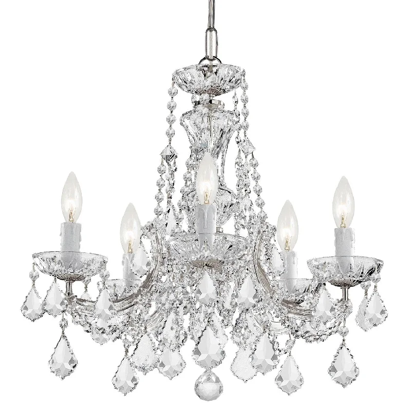 Chandeliers with Colored Glass for a Splash of ColorChandeliers with Colored Glass for a Splash of Color5 Light Polished Chrome Crystal Mini Chandelier Draped In Clear Swarovski Strass Crystal - C193-4476-CH-CL-S Chandeliers with Colored Glass for a Splash of ColorChandeliers with Colored Glass for a Splash of Color5 Light Polished Chrome Crystal Mini Chandelier Draped In Clear Swarovski Strass Crystal - C193-4476-CH-CL-S