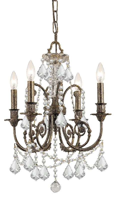 Mid - Century Modern Chandeliers for Vintage AppealMid - Century Modern Chandeliers for Vintage Appeal4 Light English Bronze Crystal Mini Chandelier Draped In Clear Swarovski Strass Crystal - C193-5114-EB-CL-S