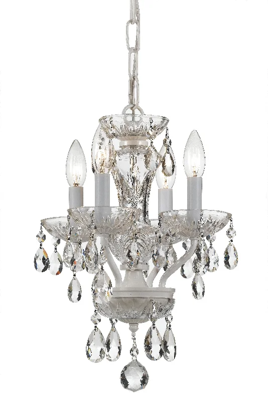 Chandeliers with Sputnik - Style Design for a Futuristic VibeChandeliers with Sputnik - Style Design for a Futuristic Vibe4 Light Wet White Traditional Mini Chandelier Draped In Clear Swarovski Strass Crystal - C193-5534-WW-CL-S