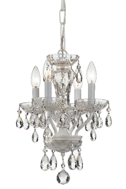 Chandeliers for High Ceilings to Fill Vertical SpaceChandeliers for High Ceilings to Fill Vertical Space4 Light Wet White Traditional Mini Chandelier Draped In Clear Spectra Crystal - C193-5534-WW-CL-SAQ