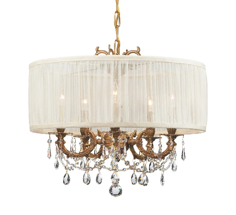French Country Chandeliers with a Romantic AuraFrench Country Chandeliers with a Romantic Aura5 Light Aged Brass Traditional Mini Chandelier Draped In Clear Swarovski Strass Crystal - C193-5535-AG-SAW-CLS