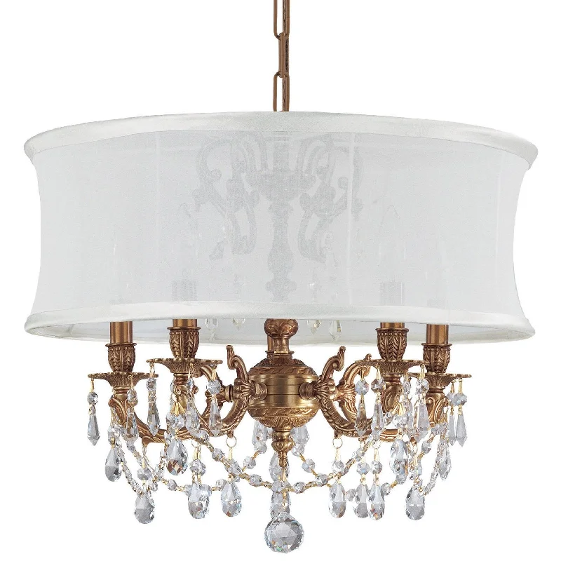 Chandeliers with Murano Glass for a High - End Artistic TouchChandeliers with Murano Glass for a High - End Artistic Touch5 Light Aged Brass Traditional Mini Chandelier Draped In Clear Swarovski Strass Crystal - C193-5535-AG-SMW-CLS