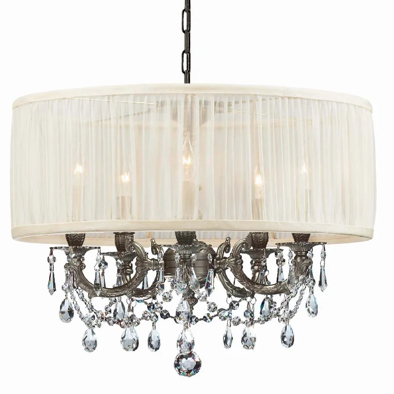 Chandeliers with Metal Frames in Black FinishChandeliers with Metal Frames in Black Finish5 Light Pewter Traditional Mini Chandelier Draped In Clear Swarovski Strass Crystal - C193-5535-PW-SAW-CLS