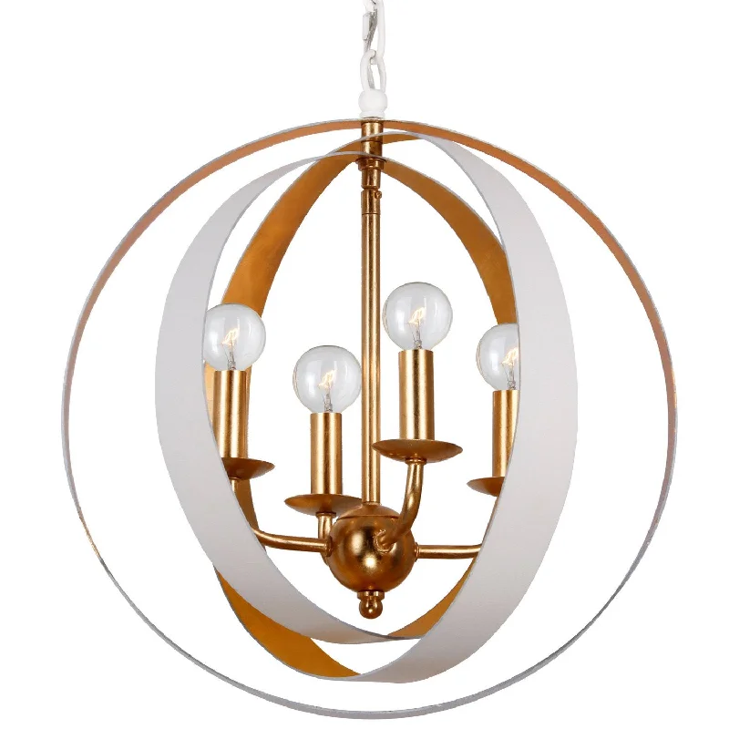 Traditional Brass Chandeliers for Classic InteriorsTraditional Brass Chandeliers for Classic Interiors4 Light Matte White + Antique Gold Industrial Mini Chandelier - C193-584-MT-GA