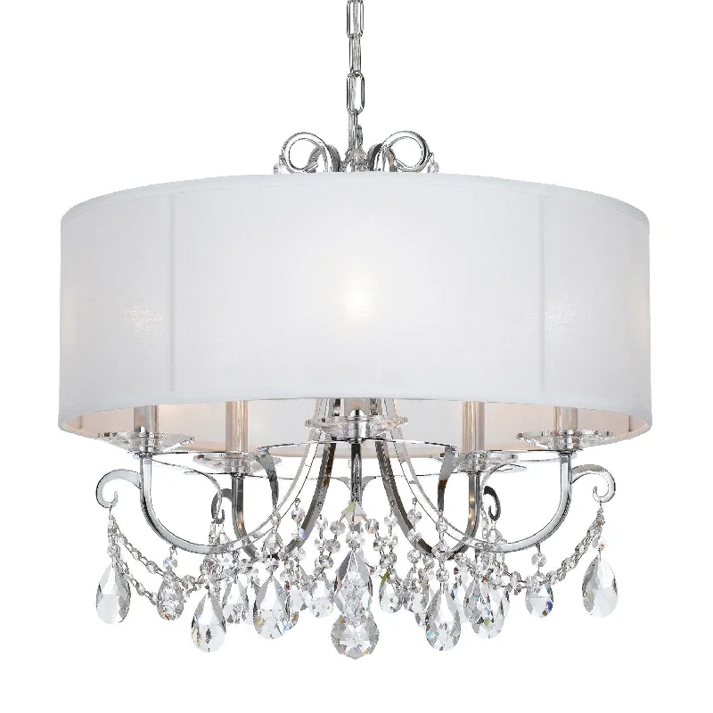 Chandeliers with Colored Glass for a Splash of ColorChandeliers with Colored Glass for a Splash of Color5 Light Polished Chrome Transitional  Modern Chandelier Draped In Clear Swarovski Strass Crystal - C193-6625-CH-CL-S