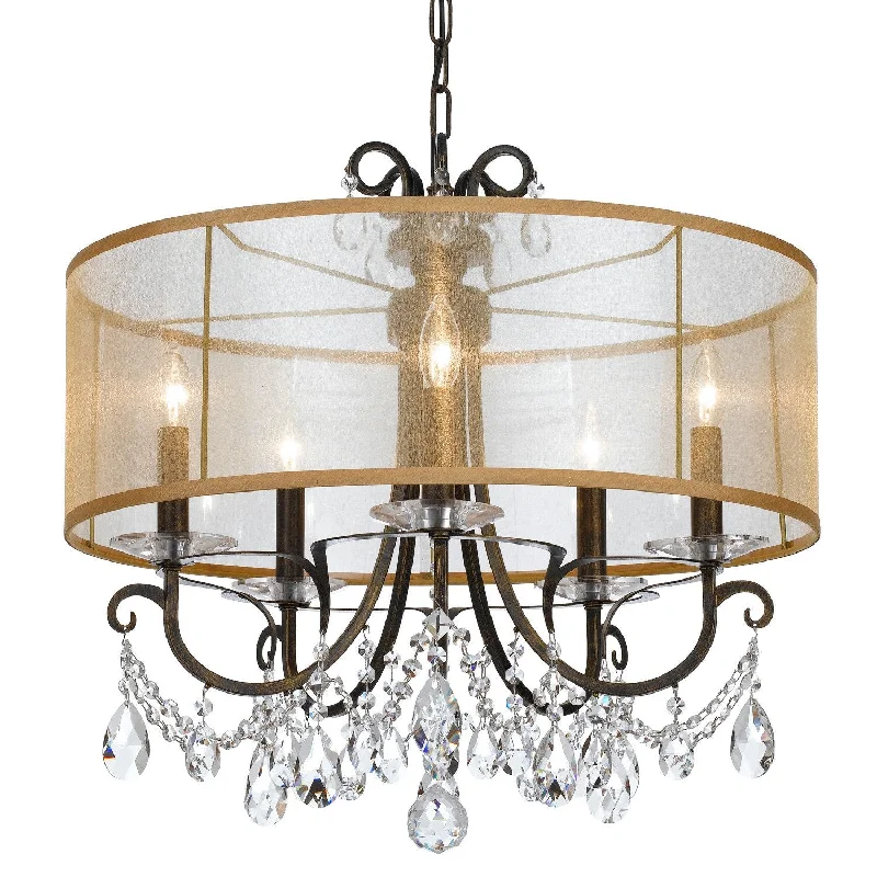 Victorian - Inspired Chandeliers with Ornate DetailsVictorian - Inspired Chandeliers with Ornate Details5 Light English Bronze Transitional  Modern Chandelier Draped In Clear Hand Cut Crystal - C193-6625-EB-CL-MWP