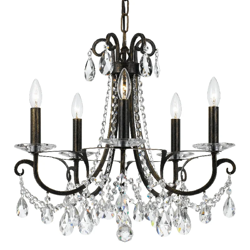Chandeliers for Low Ceilings to Avoid OvercrowdingChandeliers for Low Ceilings to Avoid Overcrowding5 Light English Bronze Transitional  Modern Chandelier Draped In Clear Hand Cut Crystal - C193-6825-EB-CL-MWP