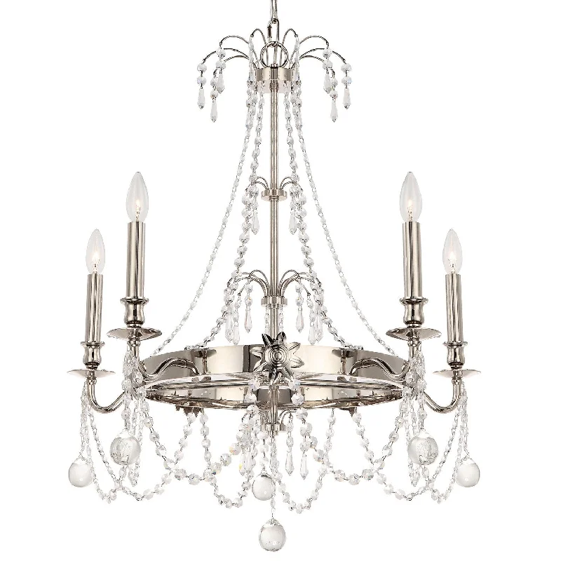 Bohemian - Style Beaded Chandeliers for Eclectic DecorBohemian - Style Beaded Chandeliers for Eclectic Decor5 Light Polished Nickel Modern Chandelier Draped In Crystal Stars - C193-8606-PN-CL-MWP