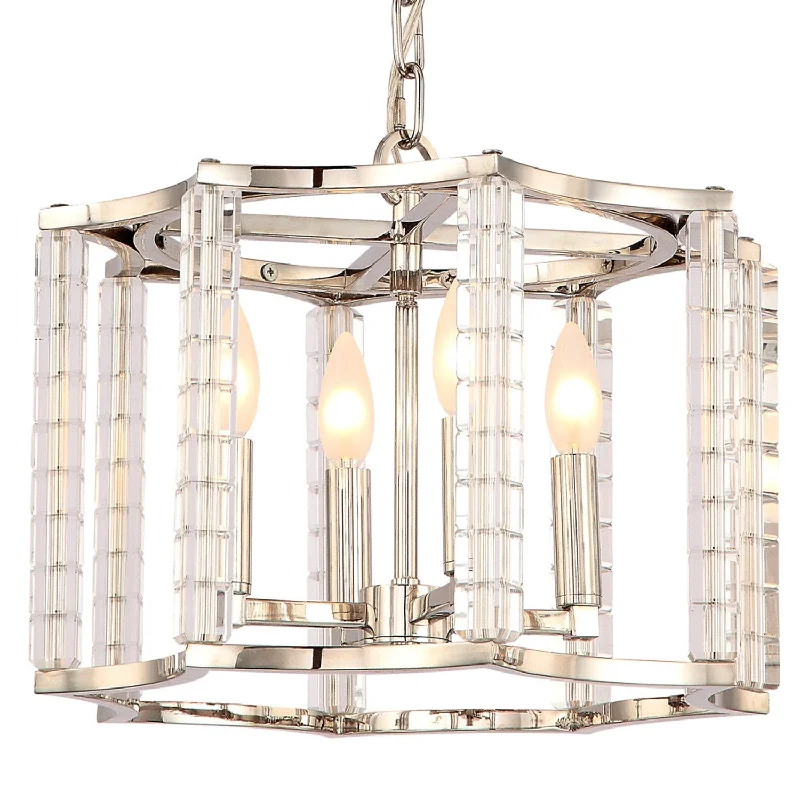 Chandeliers with Metal Frames in Gold FinishChandeliers with Metal Frames in Gold Finish4 Light Polished Nickel Modern Mini Chandelier Draped In Crystal Cubes - C193-8854-PN