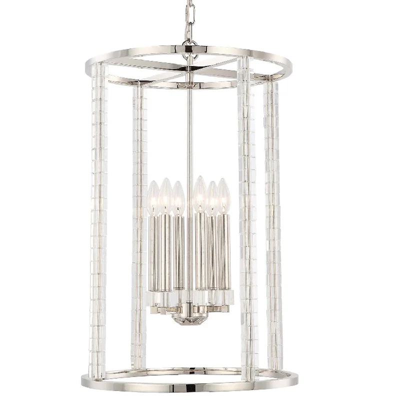 Chandeliers with Adjustable Arms for Directional LightingChandeliers with Adjustable Arms for Directional Lighting6 Light Polished Nickel Modern Chandelier Draped In Crystal Cubes - C193-8859-PN