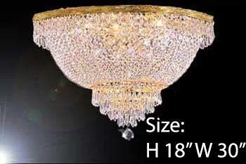 Traditional Brass Chandeliers for Classic InteriorsTraditional Brass Chandeliers for Classic InteriorsFlush Basket Empire Crystal Chandelier Lighting H 18" W 30" - A93-Flush/870/14