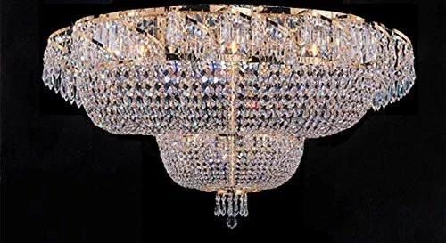Chandeliers with Frosted Glass for a Softer Light DiffusionChandeliers with Frosted Glass for a Softer Light DiffusionFlush French Empire Crystal Chandelier Lighting H 27" X W 36" - A93-Flush/Cg/928/32