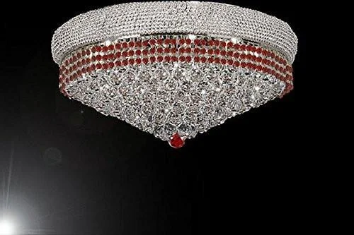 Chandeliers for Dining Rooms to Set the Mood for MealsChandeliers for Dining Rooms to Set the Mood for MealsFlush French Empire Crystal Chandelier Chandeliers Moroccan Style Lighting Trimmed With Ruby Red Crystal Good For Dining Room Foyer Entryway Family Room And More H16" X W30" - G93-Flush/B74/Cs/541/24