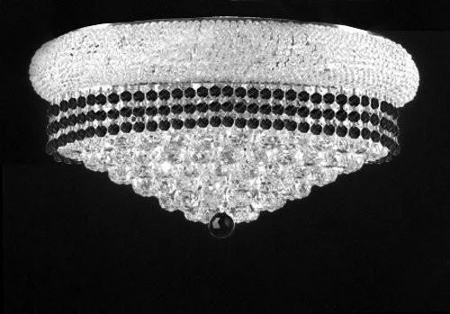 Chandeliers with Adjustable Arms for Directional LightingChandeliers with Adjustable Arms for Directional LightingFlush French Empire Crystal Chandelier Lighting Trimmed With Jet Black Crystal Good For Dining Room Foyer Entryway Family Room And More H15" X W24" - F93-B79/Silver/Flush/542/15