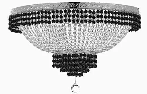 Mid - Century Modern Chandeliers for Vintage AppealMid - Century Modern Chandeliers for Vintage AppealFlush French Empire Crystal Chandelier Lighting Trimmed With Jet Black Crystal Good For Dining Room Foyer Entryway Family Room And More H18" X W24" - F93-B79/Cs/Flush/870/9