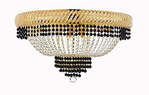 Large Chandeliers for Grand Halls and FoyersLarge Chandeliers for Grand Halls and FoyersFlush French Empire Crystal Chandelier Lighting Trimmed With Jet Black Crystal Good For Dining Room Foyer Entryway Family Room And More H18" X W27" - F93-B79/Cg/Flush/448/12
