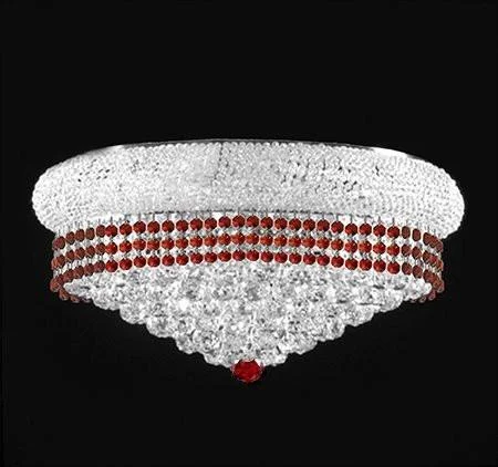Chandeliers with Metal Frames in Copper FinishChandeliers with Metal Frames in Copper FinishFlush French Empire Crystal Chandelier Lighting Trimmed With Ruby Red Crystal Good For Dining Room Foyer Entryway Family Room And More H15" X W24" - F93-Silver/Flush/B74/542/15