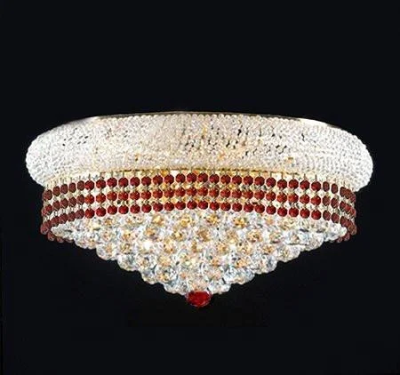 Chandeliers with Clear Crystal for a Sparkling EffectChandeliers with Clear Crystal for a Sparkling EffectFlush French Empire Crystal Chandelier Lighting Trimmed With Ruby Red Crystal Good For Dining Room Foyer Entryway Family Room And More H15" X W24" - F93-Flush/B74/542/15
