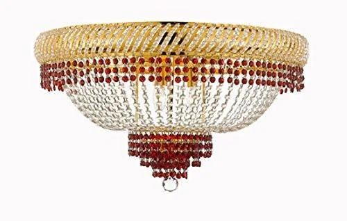 Mid - Century Modern Chandeliers for Vintage AppealMid - Century Modern Chandeliers for Vintage AppealFlush French Empire Crystal Chandelier Lighting Trimmed With Ruby Red Crystal Good For Dining Room Foyer Entryway Family Room And More H18" X W27" - F93-B74/Cg/Flush/448/12
